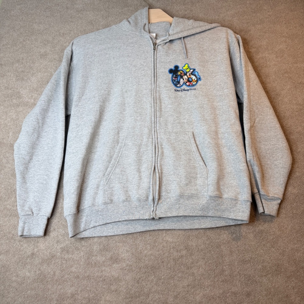 Disney World 2006 Zip Up Hoodie XL Gray Mickey Stitch Goofy Vintage Graphic - Picture 2 of 16